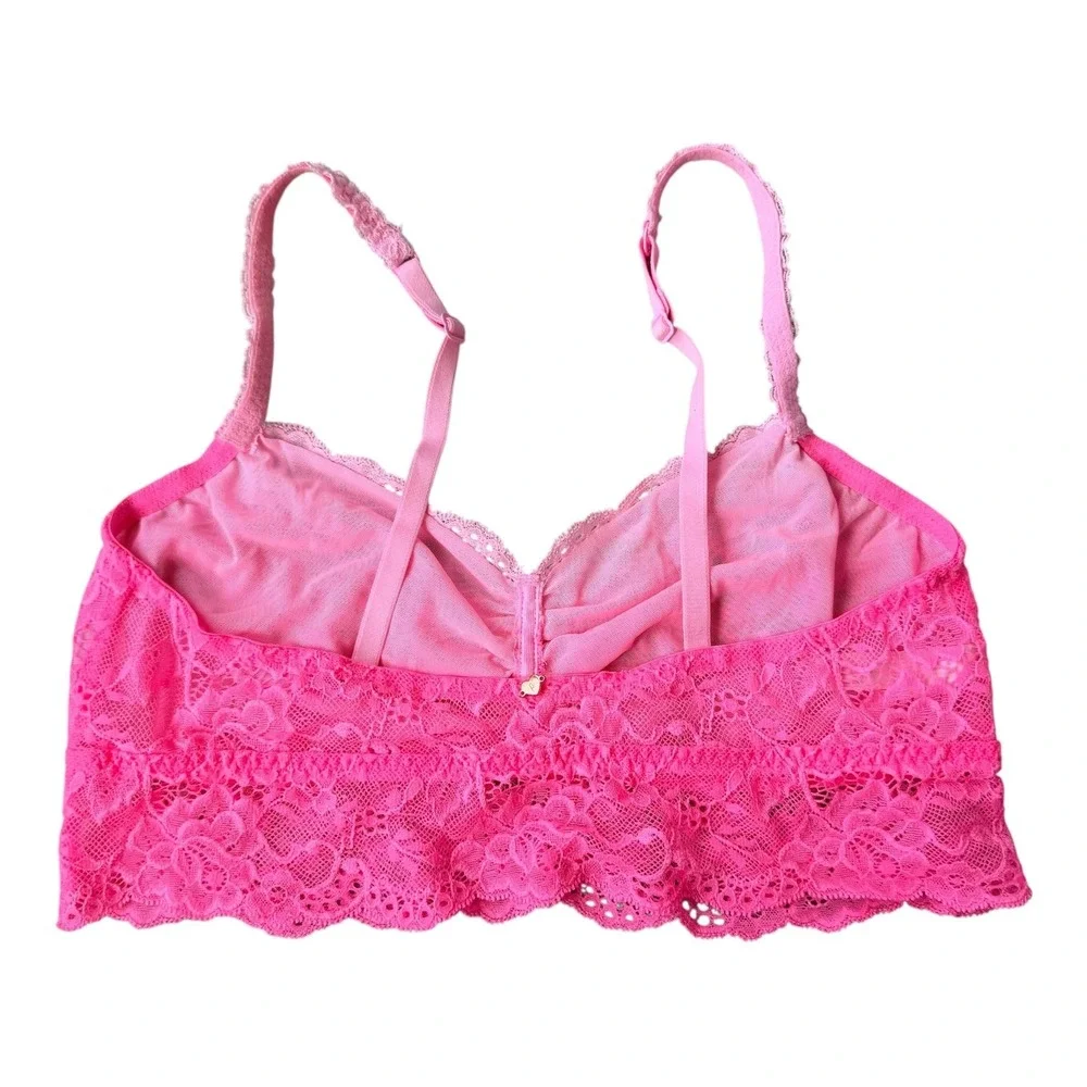 Victoria's Secret Pink Lace Longline Bralette Large Y2K Coquette Festival - Picture 3 of 5